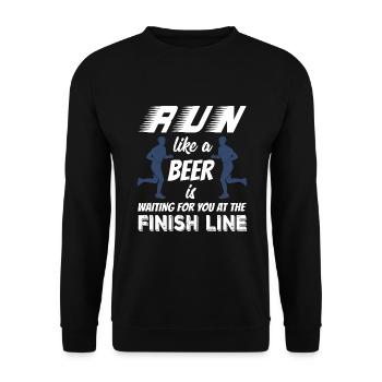 Funny Run Like There's Beer at Finish Line T-shirt - Unisex Pullover - Schwarz - Vorne - Alina (178cm) & Michal (187cm)
