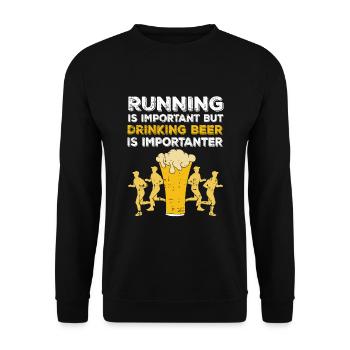 Bier trinken ist wichtig - Unisex Pullover - Schwarz - Vorne - Alina (178cm) & Michal (187cm)