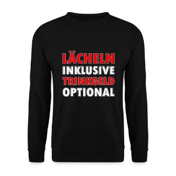 Lächeln inklusive Trinkgeld optional - Unisex Pullover - Schwarz - Vorne - Alina (178cm) & Michal (187cm)