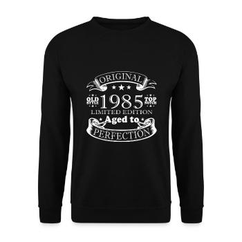 40th Birthday 40th Anniversary Born in 1985 - Unisex Sweatshirt - black - Front - Alina (178cm) & Michal (187cm)