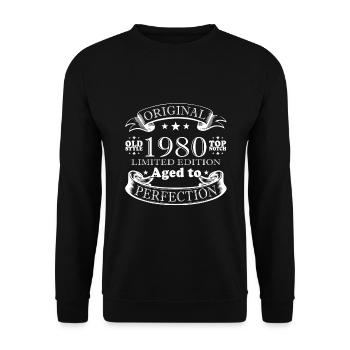 Né en 1980 Anniversaire 45 ans - Sweat-shirt Unisexe - noir - Devant - Alina (178cm) & Michal (187cm)