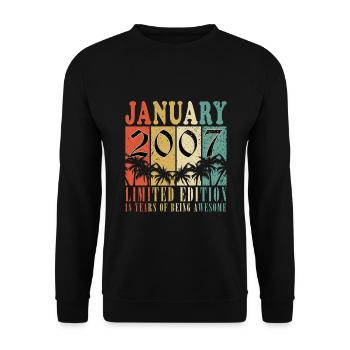 Millésime Janvier 2007 Vintage Rétro Anniversaire - Sweat-shirt Unisexe - noir - Devant - Alina (178cm) & Michal (187cm)