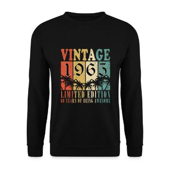 60th Birthday Vintage 1965 60th Anniversary Gift - Unisex Sweatshirt - black - Front - Alina (178cm) & Michal (187cm)