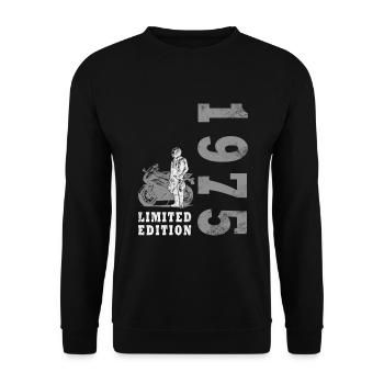 1975 Vintage Birthday Vintage Motorcycle - Unisex Sweatshirt - black - Front - Alina (178cm) & Michal (187cm)