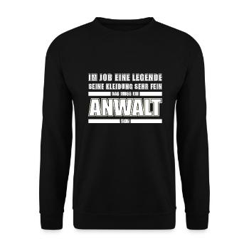 Jura Anwalt Beruf Spruch Geschenk - Unisex Pullover - Schwarz - Vorne - Alina (178cm) & Michal (187cm)