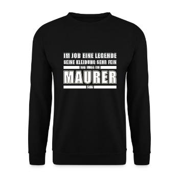 Maurer Legende Handwerker Maurermeister - Unisex Pullover - Schwarz - Vorne - Alina (178cm) & Michal (187cm)