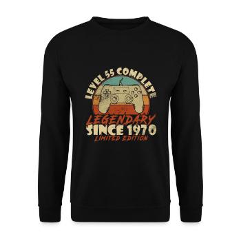 55ème Anniversaire Niveau 55 Millésime complet 1970 - Sweat-shirt Unisexe - noir - Devant - Alina (178cm) & Michal (187cm)