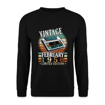 Février 1950 | Anniversaire 1950 Millésime Février - Sweat-shirt Unisexe - noir - Devant - Alina (178cm) & Michal (187cm)