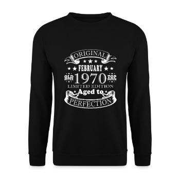 February 1970 55th Birthday Gift February 1970 - Unisex Sweatshirt - black - Front - Alina (178cm) & Michal (187cm)