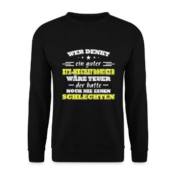 Kfz Mechatroniker Spruch - Unisex Pullover - Schwarz - Vorne - Alina (178cm) & Michal (187cm)