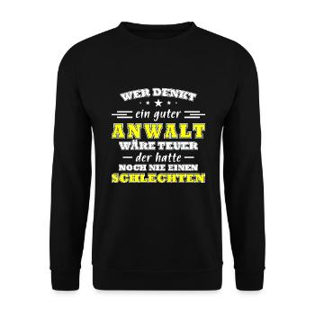 Anwalt Lustig Spruch - Unisex Pullover - Schwarz - Vorne - Alina (178cm) & Michal (187cm)