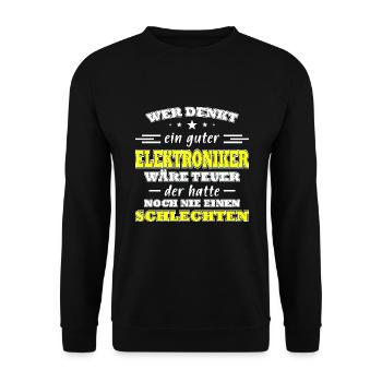 Elektroniker Spruch Geschenk Elektronik - Unisex Pullover - Schwarz - Vorne - Alina (178cm) & Michal (187cm)