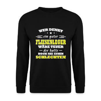 Fliesenleger Sprüche Fliesenlegen Fliesen - Unisex Pullover - Schwarz - Vorne - Alina (178cm) & Michal (187cm)