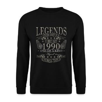 Février 1990 Février 1990 Cadeau d’anniversaire - Sweat-shirt Unisexe - noir - Devant - Alina (178cm) & Michal (187cm)