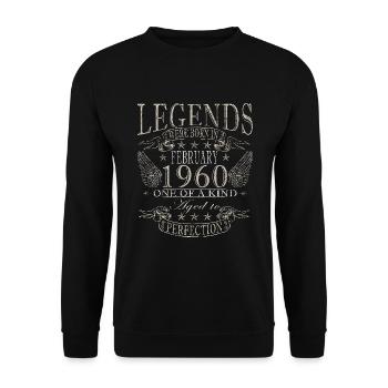 Février 1960 Février 1960 Cadeau d’anniversaire - Sweat-shirt Unisexe - noir - Devant - Alina (178cm) & Michal (187cm)