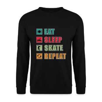 Essen Schlaf Skate Repeat Skateboard Lustig - Unisex Pullover - Schwarz - Vorne - Alina (178cm) & Michal (187cm)