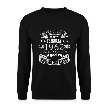 Cadeau d’anniversaire Février 1962 Vintage Rétro - Sweat-shirt Unisexe - noir - Devant - Alina (178cm) & Michal (187cm)