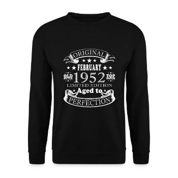 February 1952 birthday February 1952 February - Unisex Sweatshirt - black - Front - Alina (178cm) & Michal (187cm)