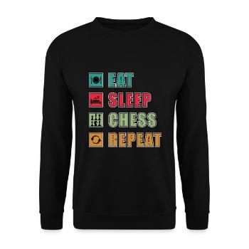 Schach Eat Sleep Repeat Schachbrett Chess Schach - Unisex Pullover - Schwarz - Vorne - Alina (178cm) & Michal (187cm)