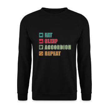 Food Sleep Accordion Repeat Accordionist - Unisex Sweatshirt - black - Front - Alina (178cm) & Michal (187cm)