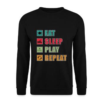 Eat Sleep Gaming Repeat - Unisex Sweatshirt - black - Front - Alina (178cm) & Michal (187cm)