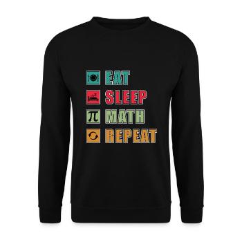 Math Quote Eat Sleep Math Repeat Lustige Mathe - Unisex Pullover - Schwarz - Vorne - Alina (178cm) & Michal (187cm)