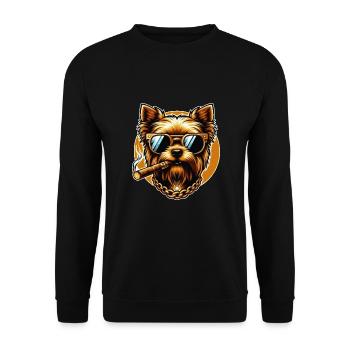 Yorkshire Terrier Yorkie with Sunglasses - Unisex Sweatshirt - black - Front - Alina (178cm) & Michal (187cm)
