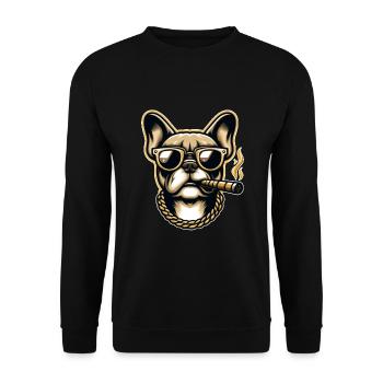 Französische Bulldogge Hund Kopf - Unisex Pullover - Schwarz - Vorne - Alina (178cm) & Michal (187cm)