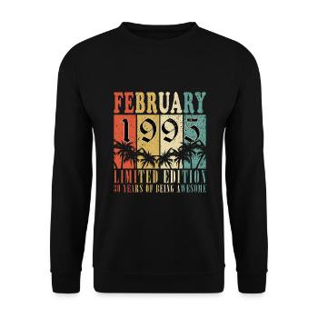 30. Geburtstag Februar 1995 Jahrgang 30 Jahre - Unisex Pullover - Schwarz - Vorne - Alina (178cm) & Michal (187cm)