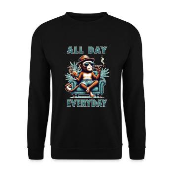 All day, everyday - laziness relax - Unisex Sweatshirt - black - Front - Alina (178cm) & Michal (187cm)