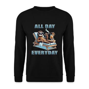 Funny Sloth Laziness Relaxing Late Riser - Unisex Sweatshirt - black - Front - Alina (178cm) & Michal (187cm)