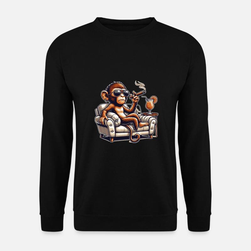 Monkey relaxing in armchair - Unisex Sweatshirt - black