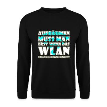 Erst aufräumen wenn das WLAN Signal schwach wird - Unisex Pullover - Schwarz - Vorne - Alina (178cm) & Michal (187cm)
