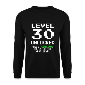 30. Geburtstag Level 30 unlocked - Unisex Pullover - Schwarz - Vorne - Alina (178cm) & Michal (187cm)