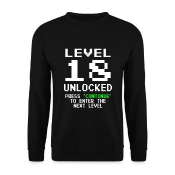 Birthday Gamer Level 18 Unlocked 18 Birthday - Unisex Sweatshirt - black - Front - Alina (178cm) & Michal (187cm)