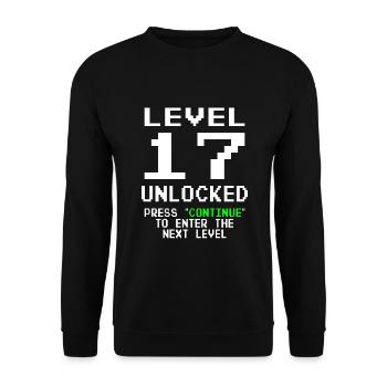 17th Birthday Level 17 unlocked - Unisex Sweatshirt - black - Front - Alina (178cm) & Michal (187cm)