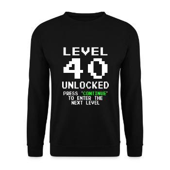 Niveau 40 débloqué - 40 ans Anniversaire du joueur - Sweat-shirt Unisexe - noir - Devant - Alina (178cm) & Michal (187cm)