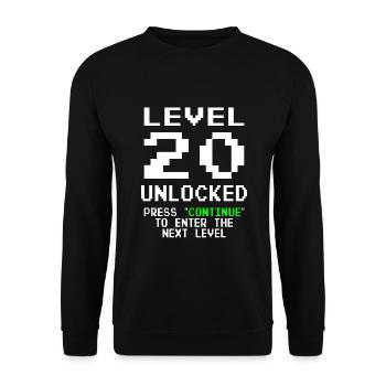 Level 20 Unlocked 20th Birthday Gamer - Unisex Sweatshirt - black - Front - Alina (178cm) & Michal (187cm)