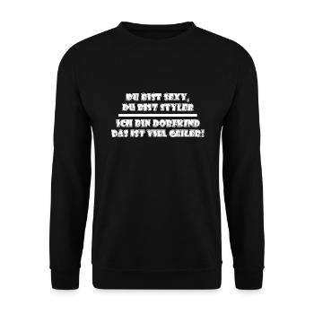 Dorfkind | Landleben, Dorf, Bauern, Dorfleben - Unisex Pullover - Schwarz - Vorne - Alina (178cm) & Michal (187cm)