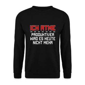 Ich atme Geschenk Idee - Unisex Pullover - Schwarz - Vorne - Alina (178cm) & Michal (187cm)