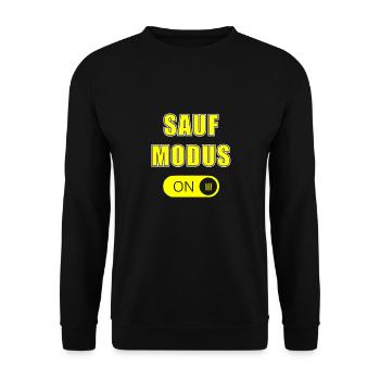 Saufmodus | Bier, Party grillen, lustige Sprüche - Unisex Pullover - Schwarz - Vorne - Alina (178cm) & Michal (187cm)