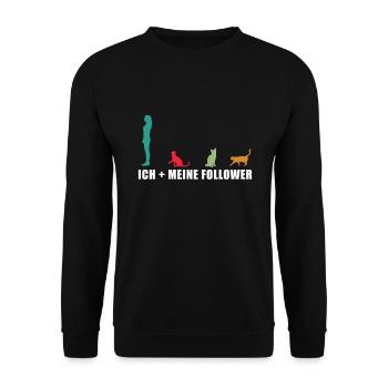 Ich und meine Katze - Katzen Haustiere - Unisex Pullover - Schwarz - Vorne - Alina (178cm) & Michal (187cm)