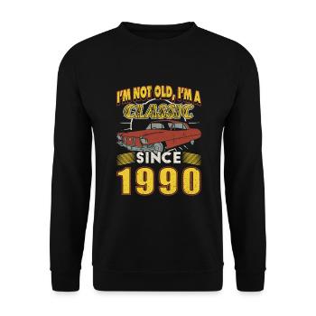 1990 Classic 1990 Retro 1990 Geburtstagsgeschenk - Unisex Pullover - Schwarz - Vorne - Alina (178cm) & Michal (187cm)