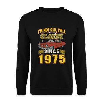 50th Birthday Classic Car Vintage 1975 50 Years - Unisex Sweatshirt - black - Front - Alina (178cm) & Michal (187cm)