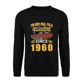 1960 Classic Car 65th Birthday 65th Anniversary Gift - Unisex Sweatshirt - black - Front - Alina (178cm) & Michal (187cm)