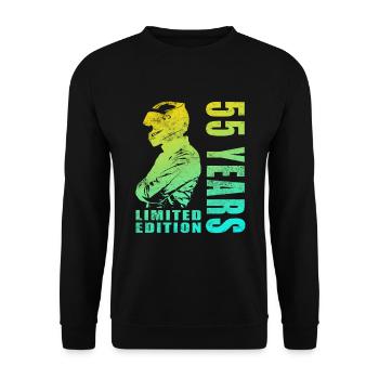 55 Birthday Man Biker 55 Years Motorcycle - Unisex Sweatshirt - black - Front - Alina (178cm) & Michal (187cm)