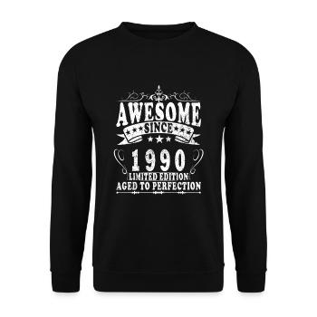 1990 Geburtstag 1990 Jahrgang 1990 Geburtstag - Unisex Pullover - Schwarz - Vorne - Alina (178cm) & Michal (187cm)