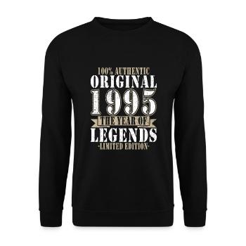 Vintage 1995 Jahrgang 1995 Geburtstag 1995 Retro - Unisex Pullover - Schwarz - Vorne - Alina (178cm) & Michal (187cm)