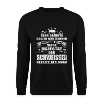 Seine Majestät der Schweisser - Unisex Pullover - Schwarz - Vorne - Alina (178cm) & Michal (187cm)