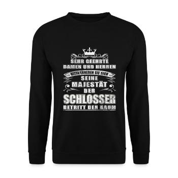 Schlosser Beruf Majestät - Unisex Pullover - Schwarz - Vorne - Alina (178cm) & Michal (187cm)